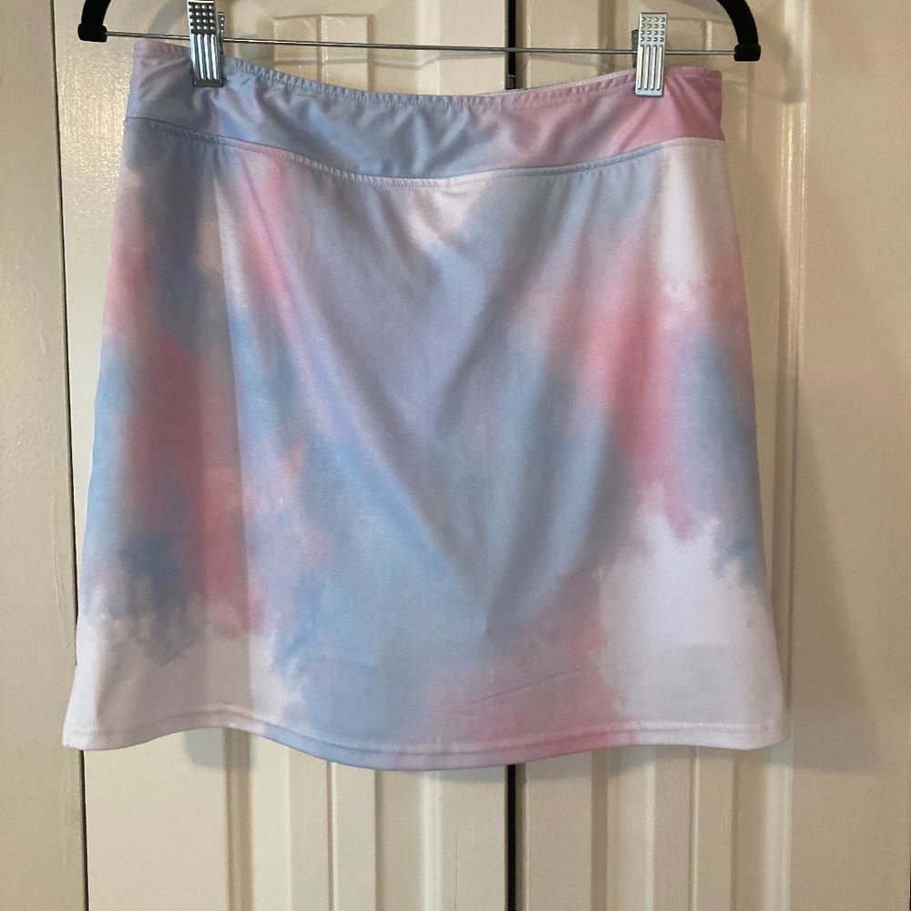 skort, med, muted blue, white pink